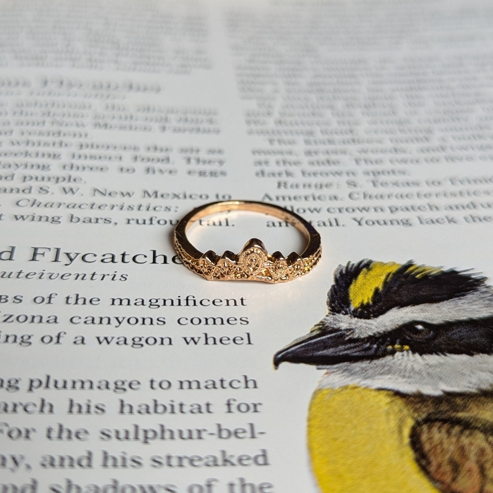 Gold Tone Dainty Tiara Ring Size 6.25